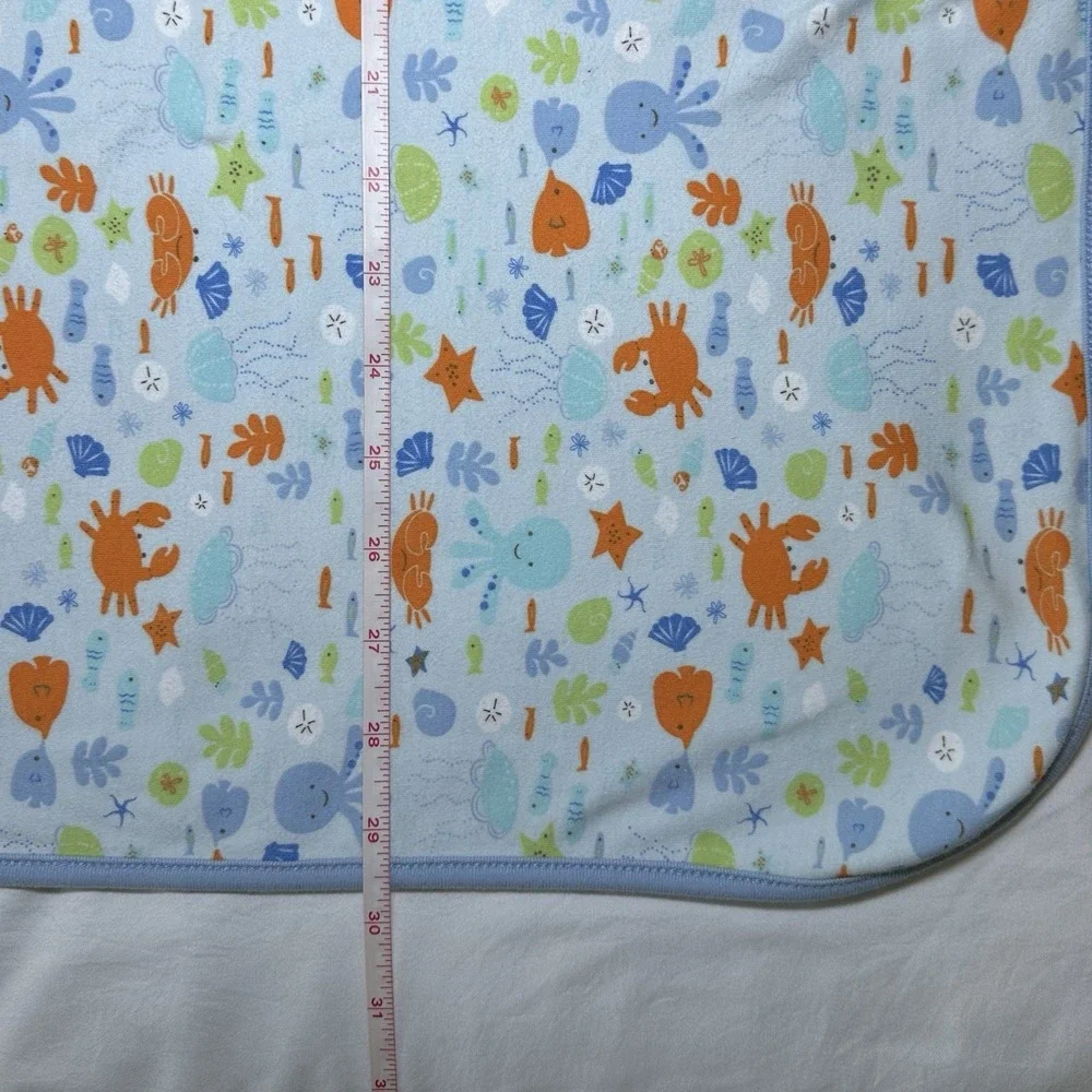 Gymboree Under The Sea Blue Octopus Fish Ocean Reversible Blanket 2006 Vintage
